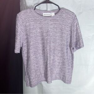 Alfred Dunner Womens Top Blouse Lavender Shoulder Padded Size Medium